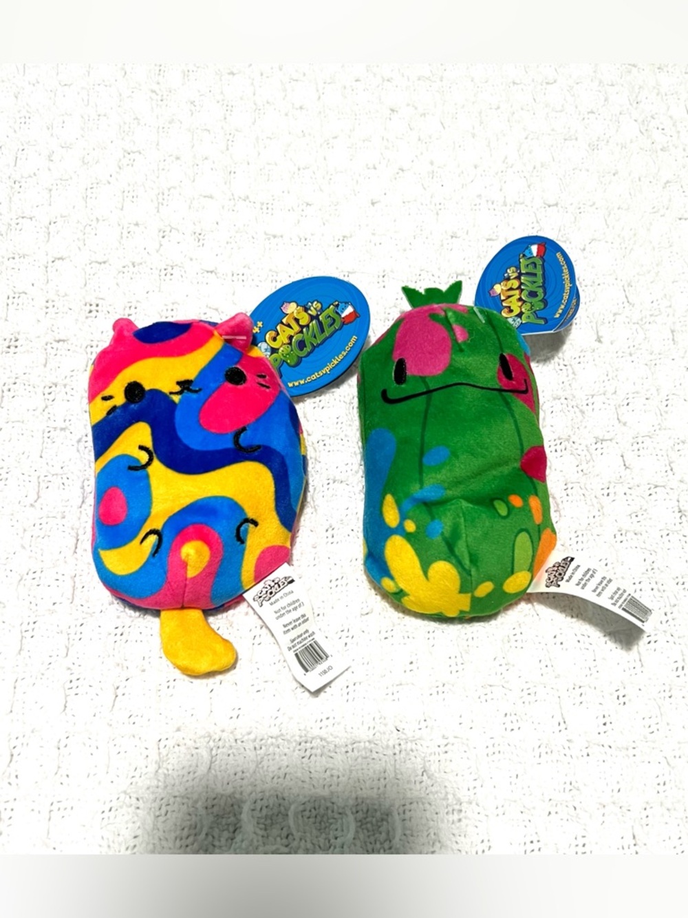 NWT Cats Vs. Pickles 4” Psychedeli-kitty & Splat Pickle Bundle Bean Bag Plush